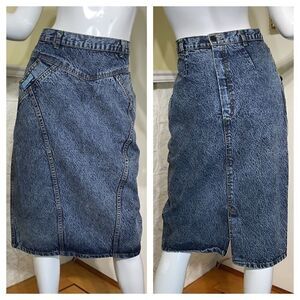 Ural 1980’s Acid Wash High Waist Pencil Jean Skirt
